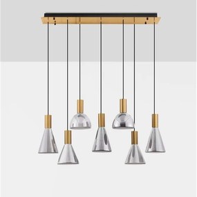 Lustra moderna cu 7 pendule LED, Metal, Sticla, Fumuriu, Voi