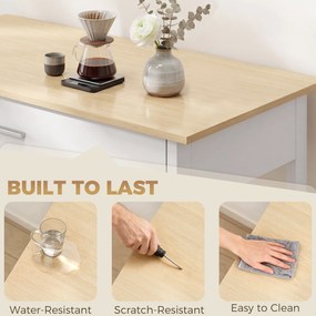 HOMCOM Cărucior de bucătărie cu depozitare, insulă mobilă de bucătărie cu blat mare, sertar, 2 rafturi deschise, suport pentru prosoape, Alb | Aosom Romania