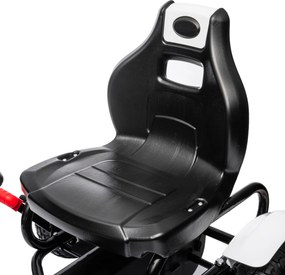 HOMCOM Kart cu Pedale pentru Copii 5-12 Ani cu Scaun Reglabil, Anvelope Gonflabile, Frână de Mână, Design de Curse, Alb și Negru | Aosom Romania