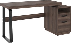 Birou modern în stil minimalist, blat din MDF cu cadru din țeavă de oțel, design multifuncțional de depozitare, 161x54x76,3 cm, Maro