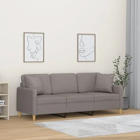 Canapea cu 3 locuri cu pernute, gri taupe, 180 cm, textil