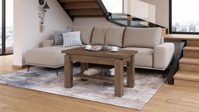 Mazzoni BRAWO Stejar Maro - MĂSUȚĂ DE CAFEA CU BLAT EXTENSIBIL ȘI RIDICABIL MASĂ CU RAFT