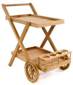 DIVERO cărucior de servit din lemn de tec