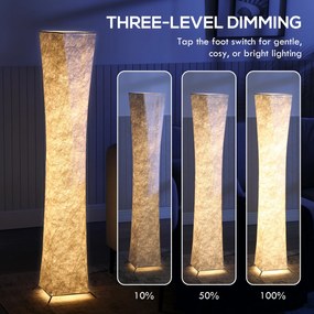 HOMCOM Lampă de Podea Modernă cu Întrerupător de Picior, din Oțel și Plastic, 25x25x129 cm, Alb și Argintiu | Aosom Romania