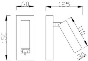 Aplica de perete cu reader LED, Tarifa alb MA-6070