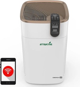 Purificator de aer Oberon 800 WiFi, 3 trepte, 3 moduri, Pana la 96 m², 85 W, Timer, Blocare pentru copii, Alb