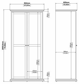 Șifonier gri 96x201 cm Paris – Tvilum