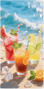 Prosop de plaja XL cu uscare rapida COLD DRINKS colorat 100 x 180 cm, 100% microfibra