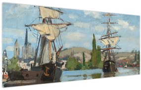Tablou - Claude Monet, Ships Riding on the Seine at Rouen, reproducere (120x50 cm)
