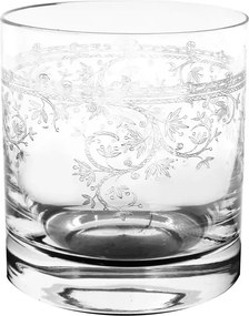 Pahar de whisky din sticlă, transparent, cu model în spirală gravat, 280 ml, 9 x 8 cm, „Joséphine”