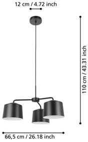 Lustră pe cablu CAGUANES 3xE27/40W/230V Eglo 900446