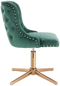 HR940CROSS Scaun Verde din Catifea cu Bază Aurie