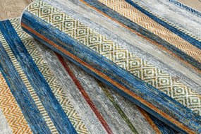 ANDRE 35950 covor lavabil Linii, geometric anti-alunecare - albastru / galben