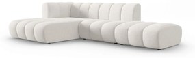 Coltar modular stanga 5 locuri, Lupine, Micadoni Home, BL, fara cotiera, 294x175x70 cm, poliester chenille, alb