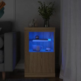vidaXL Dulap lateral cu lumini LED, stejar sonoma, lemn prelucrat