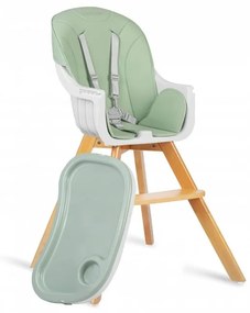 Scaun de masa 3 in 1, cu picioare din lemn, 63 x 58 x 90 cm, Ricokids Lilo 700202 - Verde