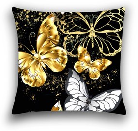 Fata de perna decorativa GOLD BUTTERFLY 40x50 cm, negru