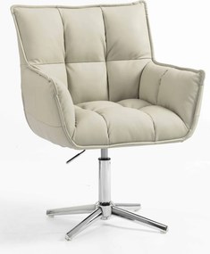 HR560CROSS Scaun Ecru Piele Ecologica Premium Soft cu Bază Cromata