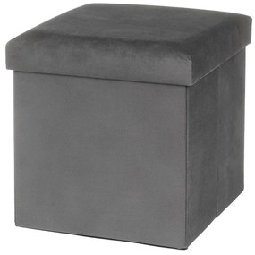 Taburet gri închis cu tapițerie din catifea Estela – Casa Selección