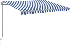 vidaXL Copertină retractabilă manual cu LED albastru și alb 300x250 cm