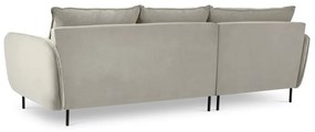 Coltar tapitat Vienna 5 locuri velvet/picioare negre – L255 x l170 x h95