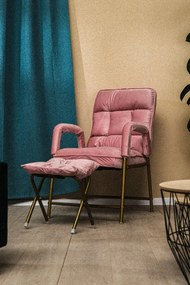 Fotoliu cu suport pentru picioare Pink Elegance