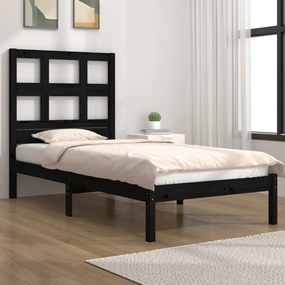 3104442 vidaXL Cadru de pat mic single, negru, 75x190 cm, lemn masiv
