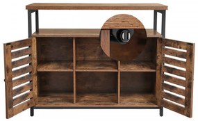 Comoda multifunctionala cu 7 rafturi, PAL melaminat / metal, maro, Vasagle
