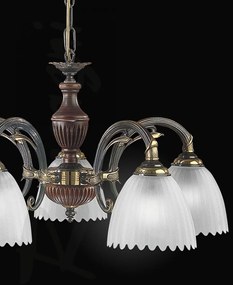 Candelabru 5 brate design italian din alama cu lemn 3510
