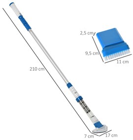 Outsunny Aspirator pentru Piscina Portabil Fara fir cu Stalp Telescopic si Cartus Filtru, 210x17x7cm, Alb si Albastru inchis