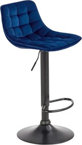 Scaun bar H95, albastru/negru, stofa catifelata/otel, 43x44x84/106 cm