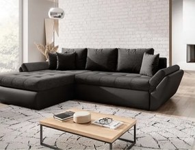 Colțar extensibil dumonde cu ladă de depozitare si sezut confortabil din spuma high-density, Loana Magma Black II 270x185 cm