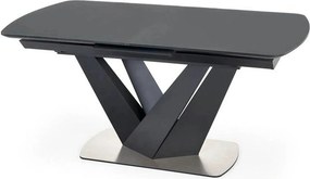 Masa extensibila din sticla/otel PATRIZIO, negru, 160/200x90x77 cm
