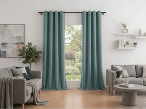 Draperie opaca DREAM VELVET 140x250 cm, verde-albastru Agatat: Inele metalice