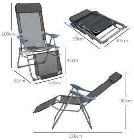 Outsunny Set 2 Scaune Rabatabile de Grădină cu Suport pentru Picioare Reglabil, Ideal pentru Relaxare în Aer Liber | Aosom Romania