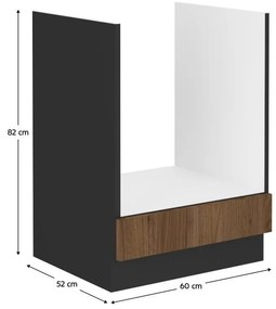 Dulap inferior de bucătărie pentru cuptor încorporat Monzesa 60 D GAZ BB (nuc okapi + negru) . 1096936