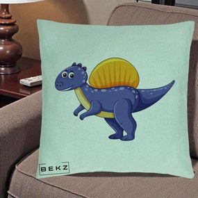 Perna Decorativa Spinozaur Kawaii, 40x40 cm, Verde Menta, Husa Detasabila, Perna Inclusa, BEKZ®