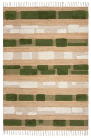 Covor verde/în culoare naturală țesut manual din amestec de iută 120x170 cm Medina Blocks – Flair Rugs