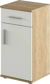 Dulap baie LESSY NEW 03, stejar sonoma/alb, DTD laminat, cu o usa si u