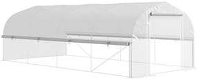 Outsunny Sera 6x3x2 m, accesibilă, 8 ferestre, ușă, plasă contra insectelor, cadru metalic, Alb | Aosom Romania