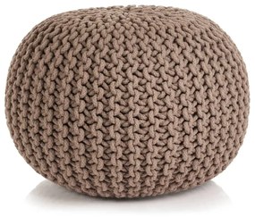 245073 vidaXL Puf tricotat manual, bumbac, 50 x 35 cm, maro