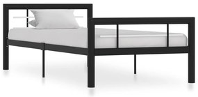 vidaXL Cadru de pat, negru și alb, 100 x 200 cm, metal
