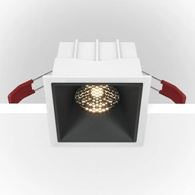 Spot LED incastrabil design tehnic Alpha alb, negru 8,5x8,5cm, 4000K