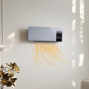 HOMCOM Ventilator Termic de Perete cu Temporizator 12h și 2 Moduri Gri | Aosom Romania