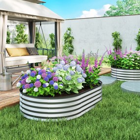 Outsunny Set de 2 jardiniere înălțate din oțel galvanizat kit paturi de grădină margine cauciuc 152 x 91 x 30 cm argintiu | Aosom Romania
