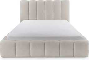 Pat tapițat cu ladă de depozitare Aura 160x200 - bouclé bej Quelle 03