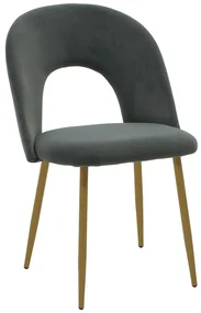 Scaun Bucatarie/Dining Hannah Catifea Gri Antracit, Picioare Metalice Finisaj Lemn