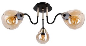 Plafonieră negru/auriu cu abajur din sticlă Unica – Candellux Lighting