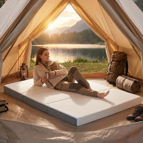 HOMCOM Saltea Pliabilă 195x120cm, 10cm, Husă Lavabilă, Ideală pentru Oaspeți/Camping, Gri | Aosom Romania