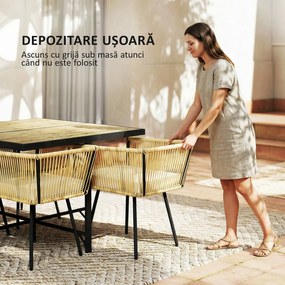 Outsunny Set de Grădină 5 Piese cu Masă din Lemn-Plastic | Aosom Romania
